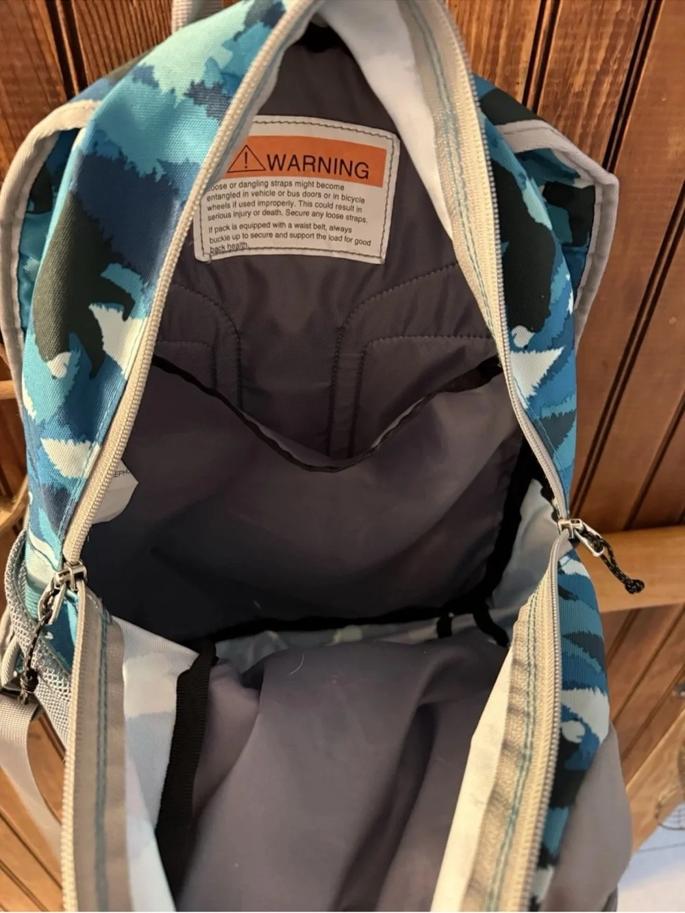 L.L.Bean Deluxe Book Bag Backpack Blue Reflective Stripe Youth Size Bears Woods